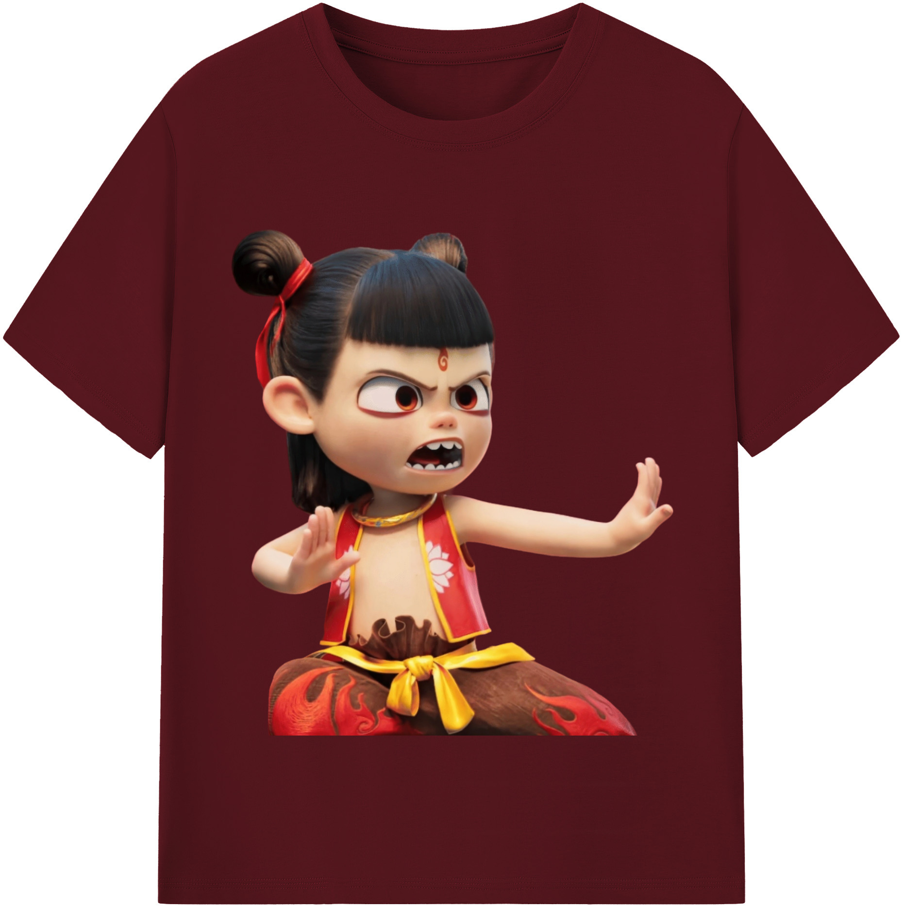 （画像用） Ne Zha 2 ナタ 魔童の大暴れ 綿100％半袖Tシャツ（フロントプリント）